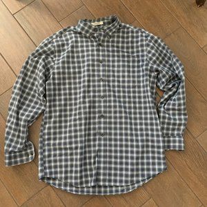 L.L. Bean Wrinkle Free Traditional Fit Green/Blue Plaid Shirt size M
